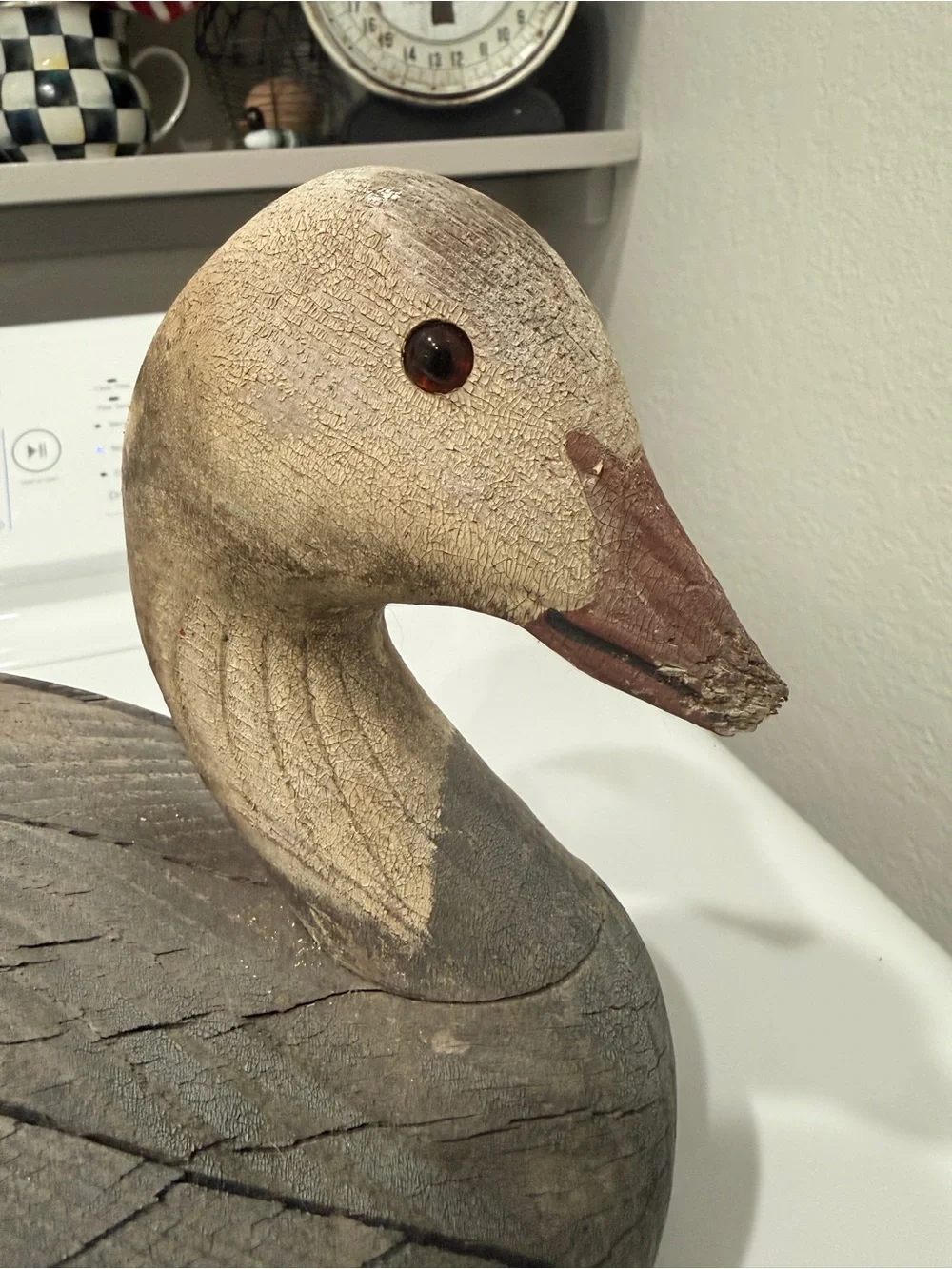 Vintage Robert Capriola Signed Wood Goose Decoy Hand Carved Folk Art